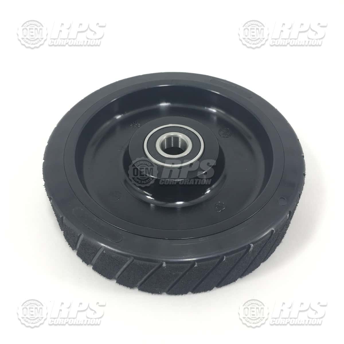 170-6188 - Tire, Black, Poly, 8" OD x 2" W w/ Bearing, Grooved