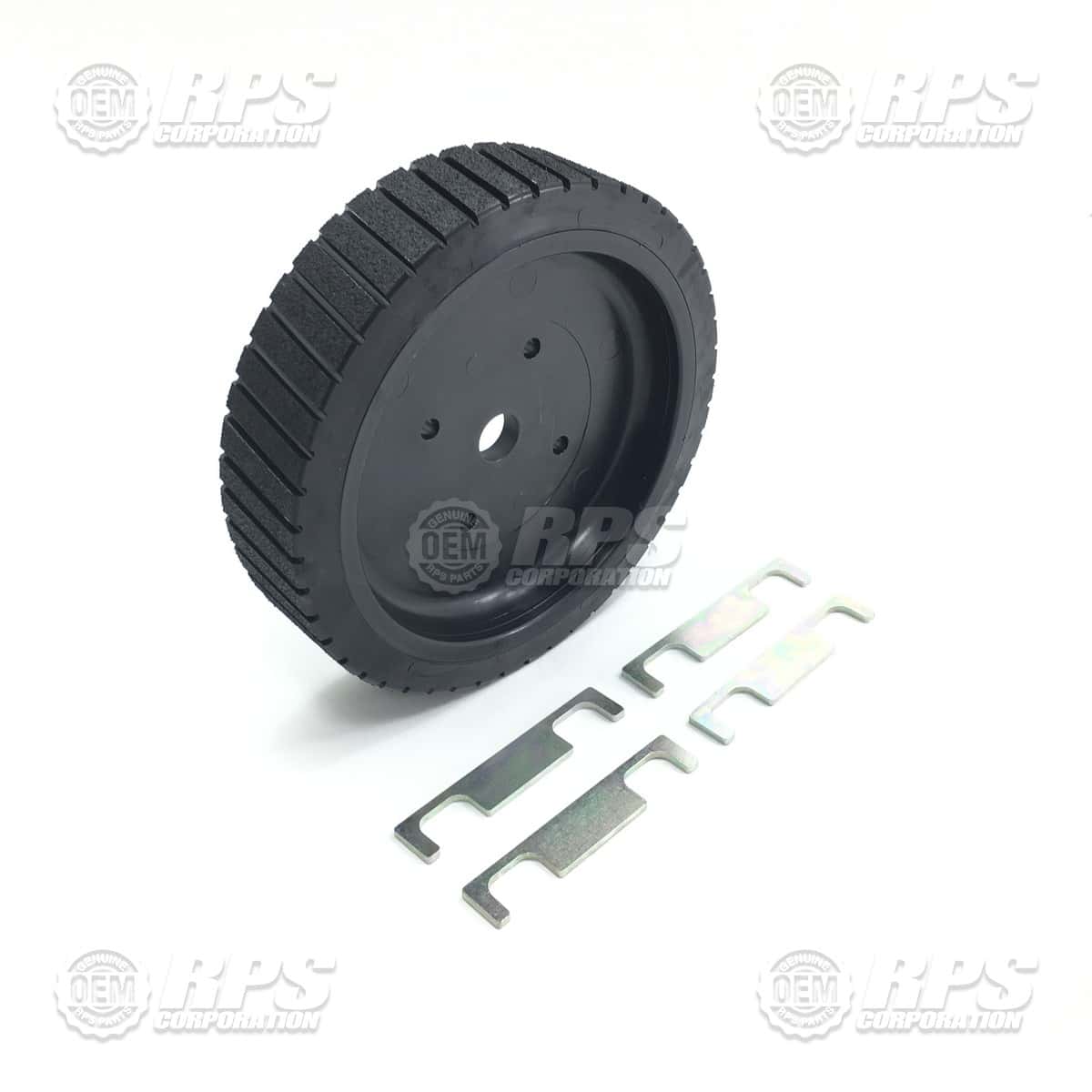 170-6198 - Tire, Black, Poly, 8" OD x 2" W W/Treads and Shims For Transaxle
