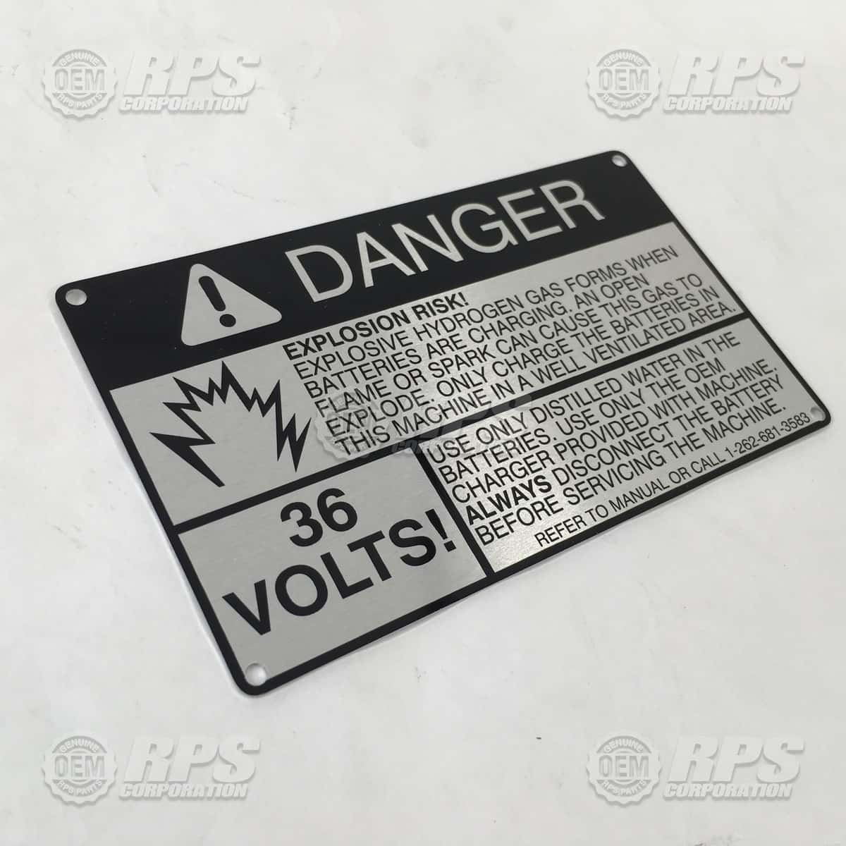 250-7290 - Battery Warning Plate, 36V 