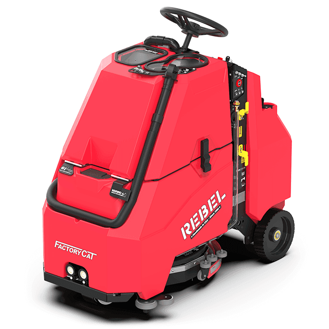 FactoryCat Rebel Stand On Floor Scrubber - front angle