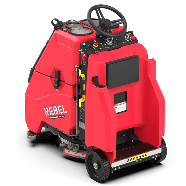 FactoryCat Rebel Stand On Floor Scrubber - rear angle